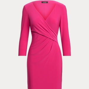 BNWT Lauren Ralph Lauren Wrap-Front Jersey Dress in Aruba Pink